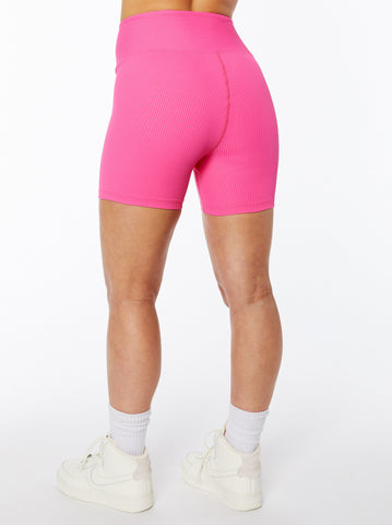 Year of Ours Ribbed Football Biker Short - Hot Pink