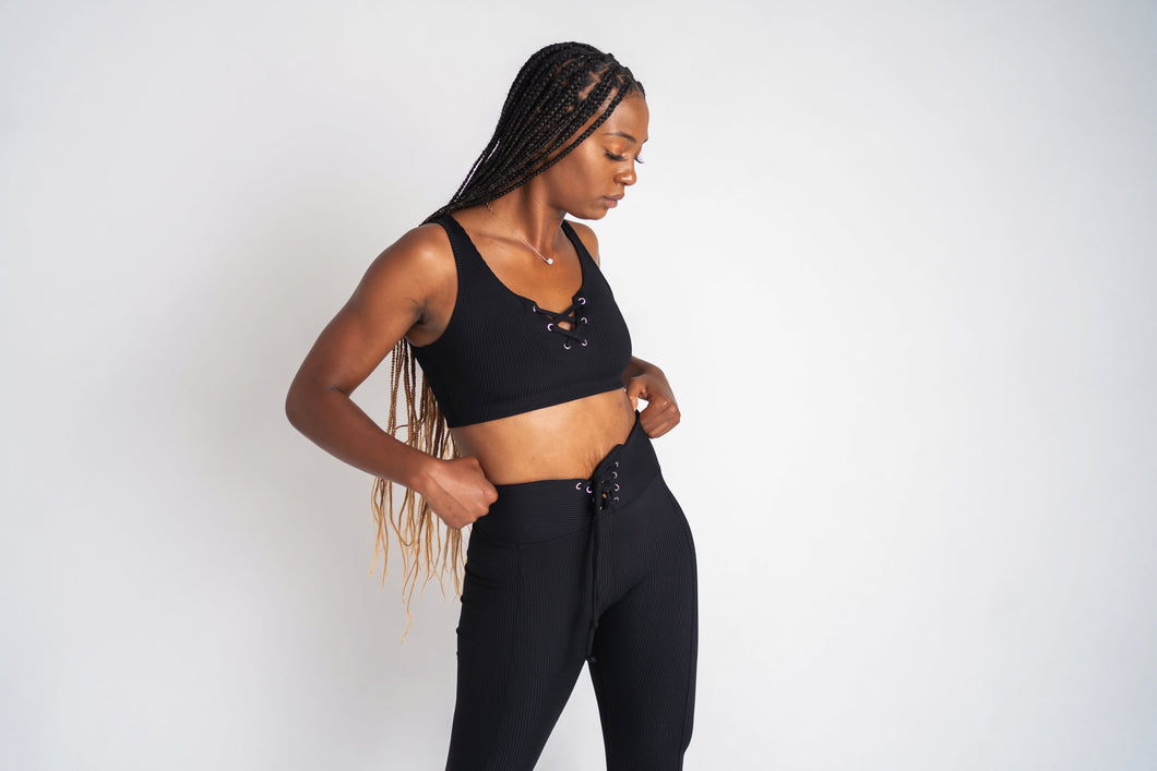 Year Of Ours Ribbed Football Bra - Black